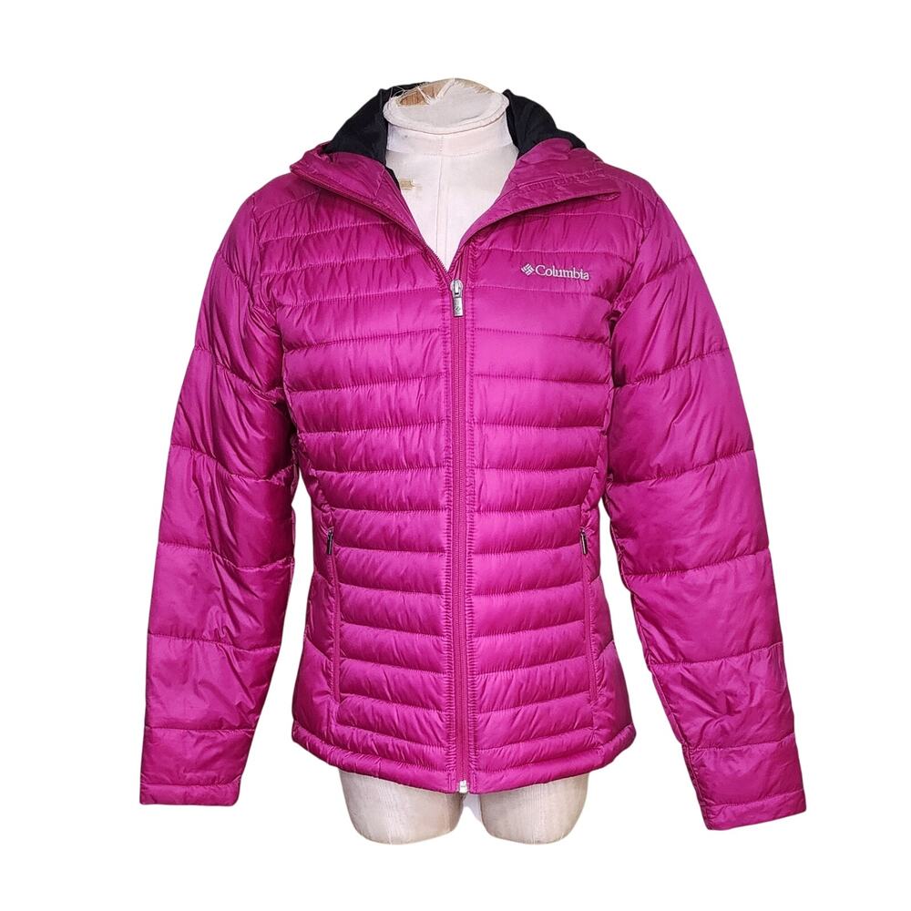 Columbia Pink Nylon Hooded Womens Puffer Jacket Size Small